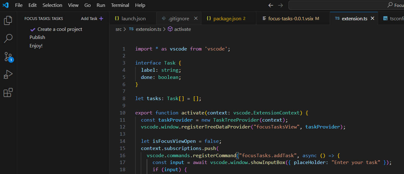 Focus Tasks | VS Code Extension